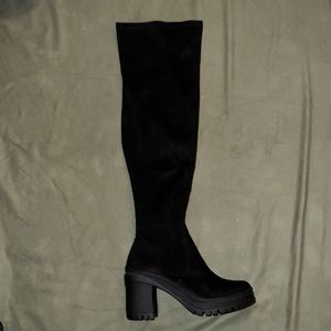 Bar III Suede Black Over Knee Boots